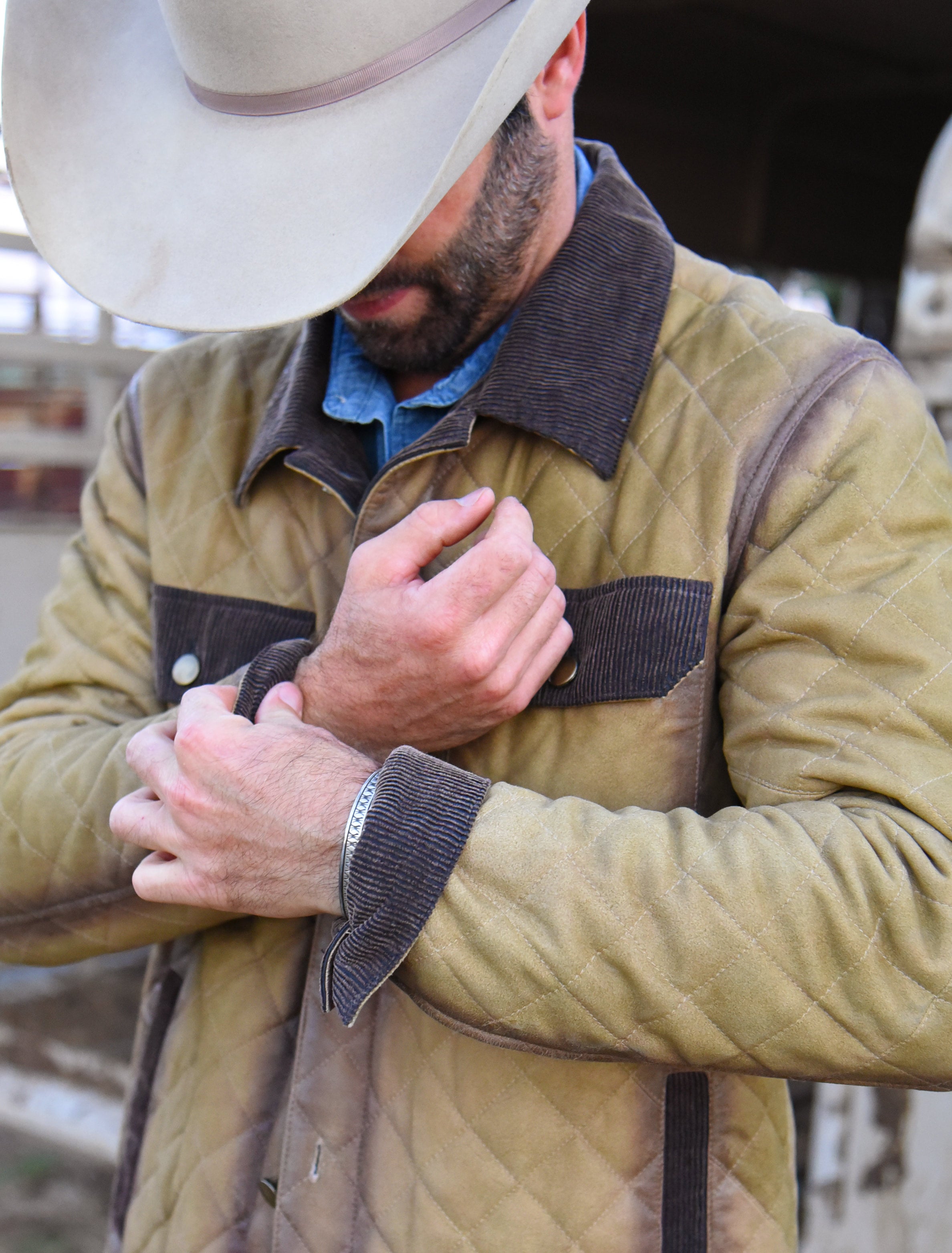 Quilted Trucker Suede Coat | Flynt Western